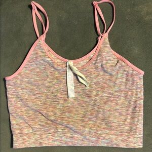 Multicolor Knit Crop Top with Pink Straps Anthropologie